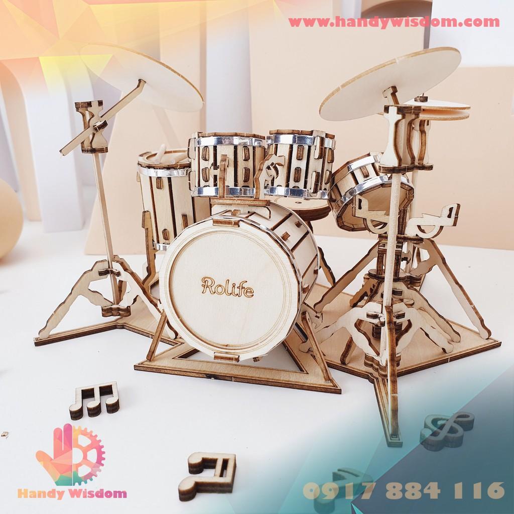 Mô hình lắp ghép gỗ Rolife - Bộ dàn trống - Robotime Drum Kit TG409