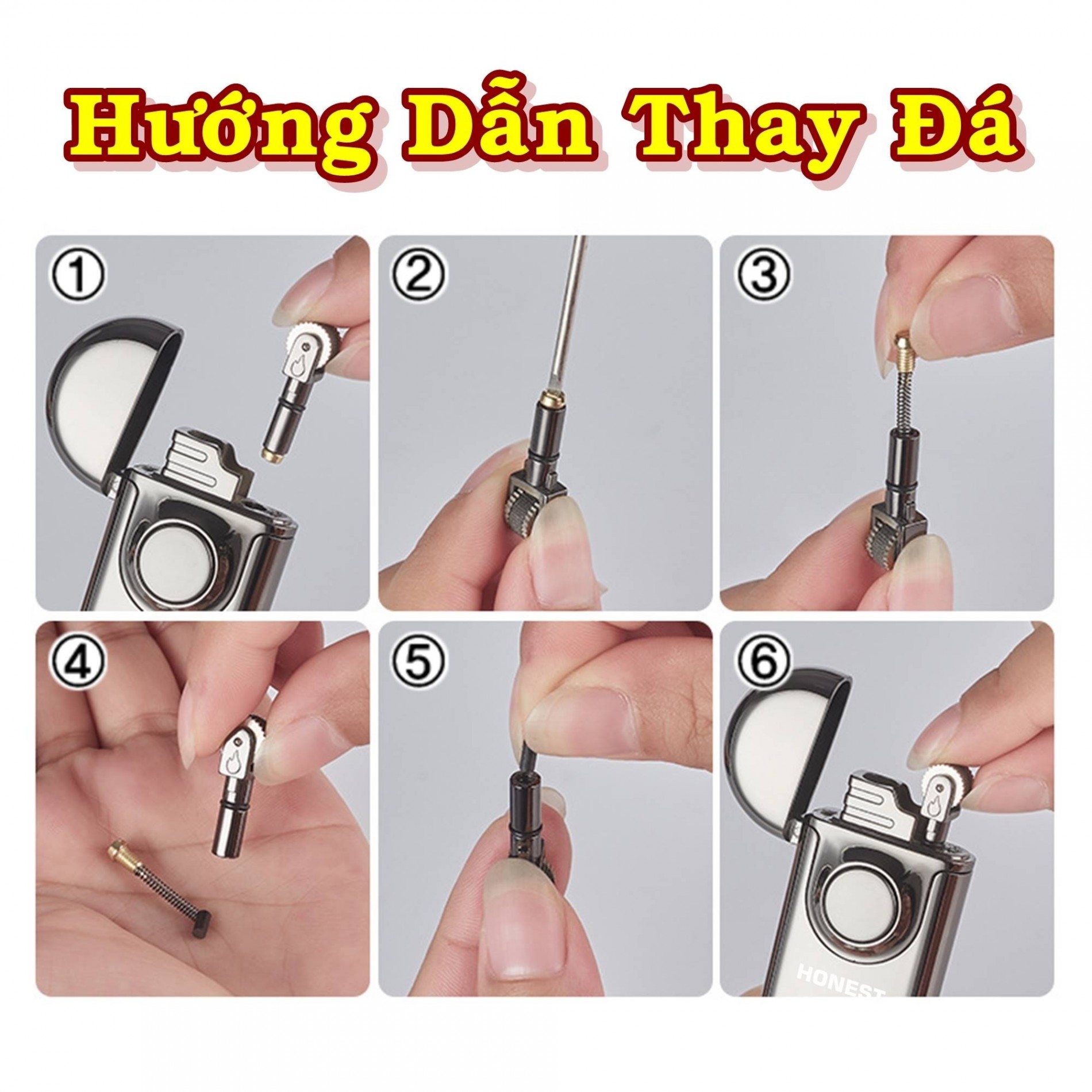 Hột quẹt bật lửa Honest 2 chế độ lửa có đèn hình trái tim phát sáng dạ quang - xài gas