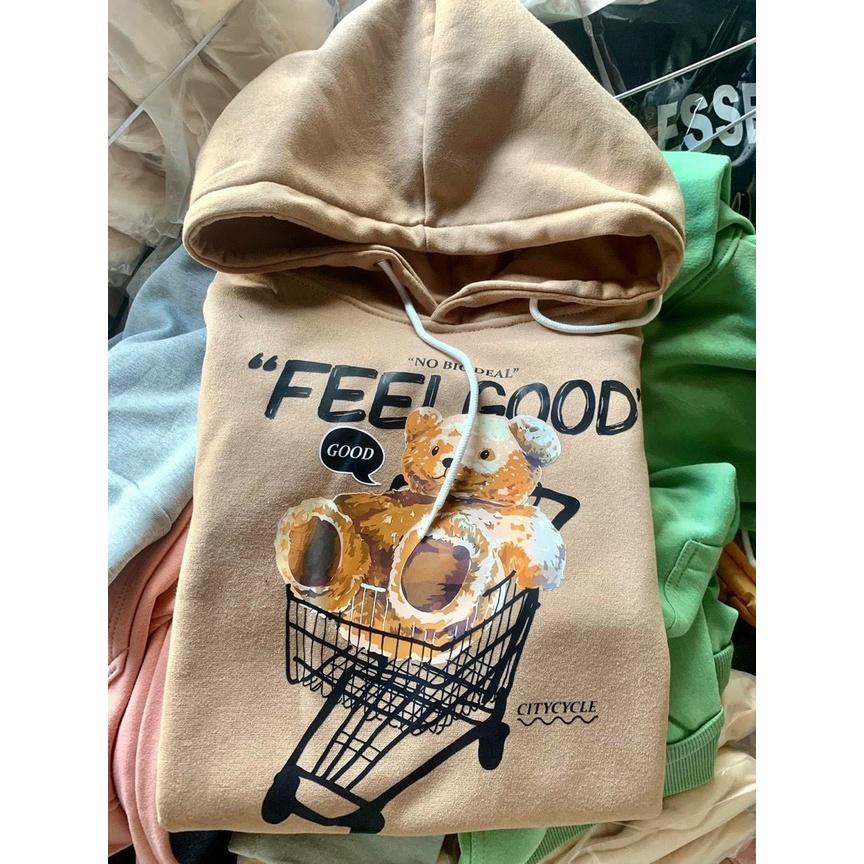 Áo Hoodie Nữ FEEL GOOD Chất Nỉ POS Cao Cấp Thiết Kế Tay Phồng Dáng Rộng Cá Tính Siêu Đẹp