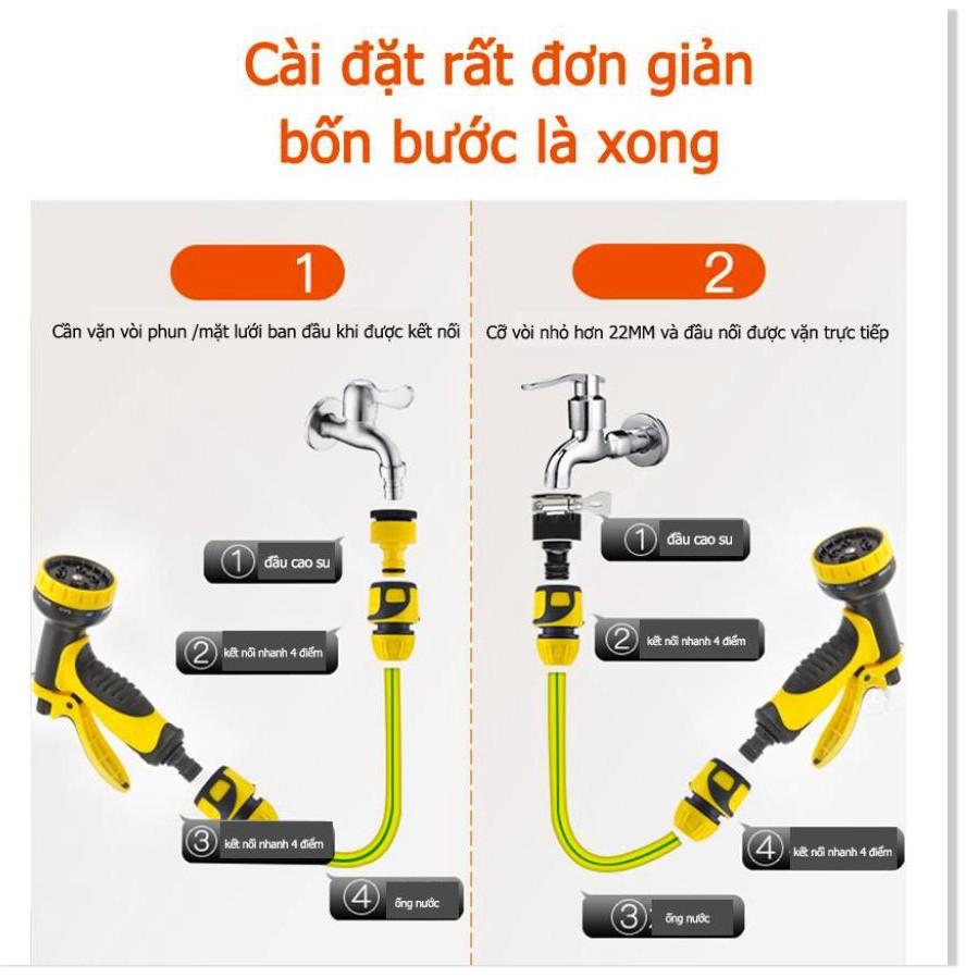 Đầu phun nước với 10 kiểu phun đầu nối + 2m dây