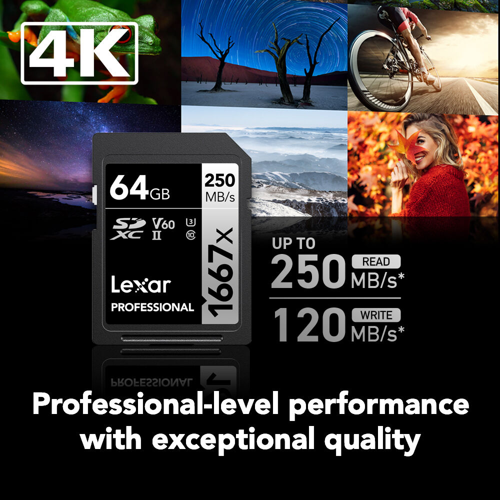 Thẻ nhớ SD Lexar Professional 1667x UHS-II V60 250/120 MB/s (64GB/128GB/256GB) - Hàng chính hãng