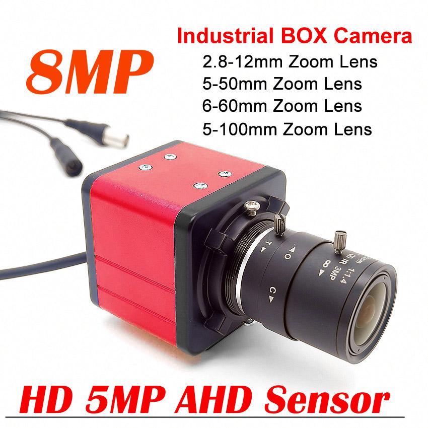 Camera Công Nghiệp 4K 8MP AHD HD 5MP Camera Quan Sát An Ninh Hộp AHD Với Ống Kính Varifocal Zoom Thủ Công 5-50Mm 2.8-12Mm 6-60Mm