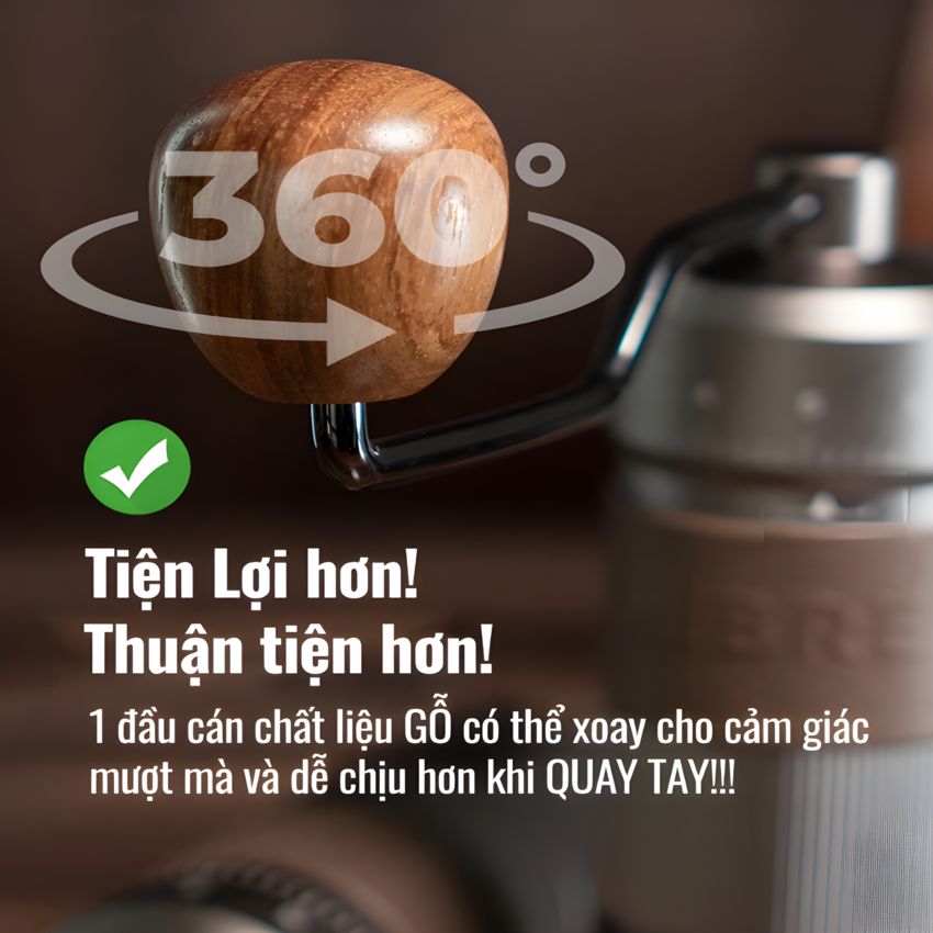 Máy xay hạt cà phê cầm tay lưỡi 6 cánh core kép, 55 cấp độ và 11 level thương hiệu HiBREW G4B - Hàng Chính Hãng