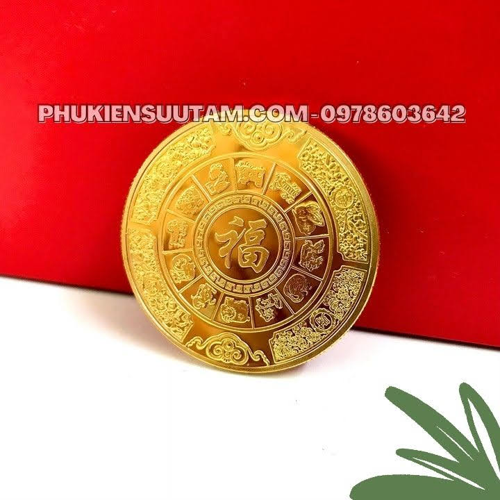 Xu 12 Con Giáp Tuổi Thân, đường kính: 4cm, màu vàng - SP005825