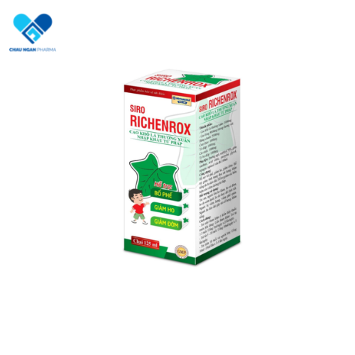 Siro ho cho bé RICHENROX giảm ho, tiêu đờm, viêm họng, viêm phế quản chai 125ml thành phần từ Cao lá thường xuân, húng chanh