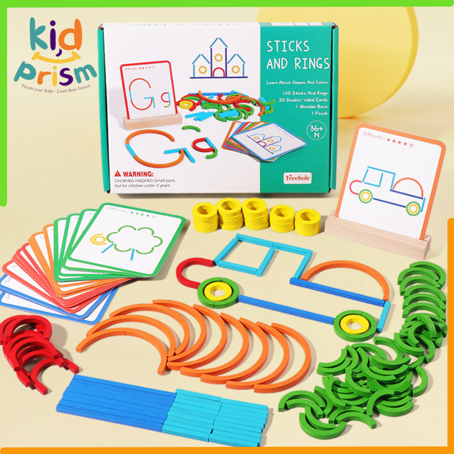 Bộ Xếp Hình Logic Cầu Vồng Và Thẻ Hình Mô Phỏng- Đồ Chơi Kết Hợp Tay Mắt - Đồ chơi Montessori