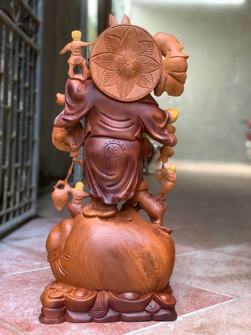 Tượng phật di lặc ngũ phúc làm mầu giả cổ kt cao 60×25×15cm