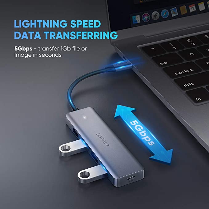 Bộ chuyển đổi USB Type-C sang Hub USB 3.0 4 cổng hỗ trợ cổng nguồn Micro USB 5V UGREEN CM164 70336 - Hàng chính hãng