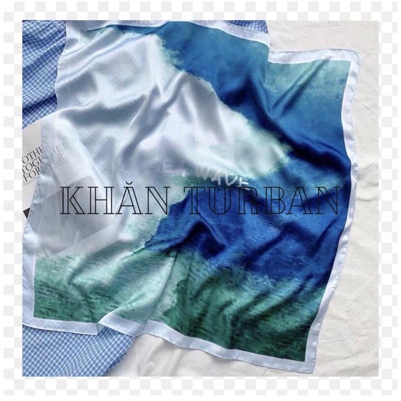 Khăn turban lụa vuông choàng cổ size 70x70cm thanh lịch phong cách nữ tính đa năng dùng làm áo yếm in hoạ tiết