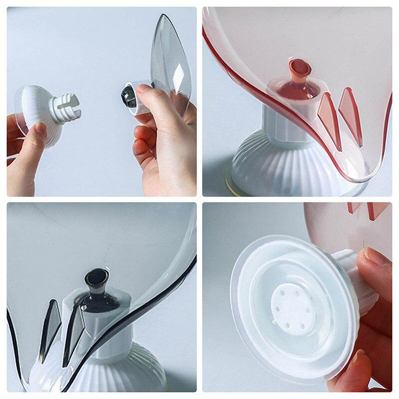 Punch-free Soap Box Leaf Shape Drain Soap Holder Bathroom Soap Suction Storage Rack Rotatable Kitchen Bathroom Accessory