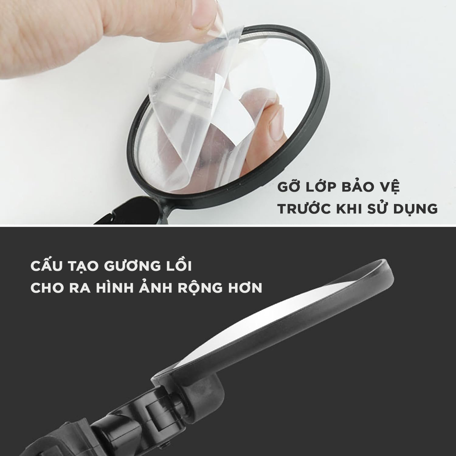 Gương Chiếu Hậu Kính Xe Đạp Tháo Rời Tiện Lợi Mặt Kính 8 Cm Tầm Nhìn Rộng Cleacco