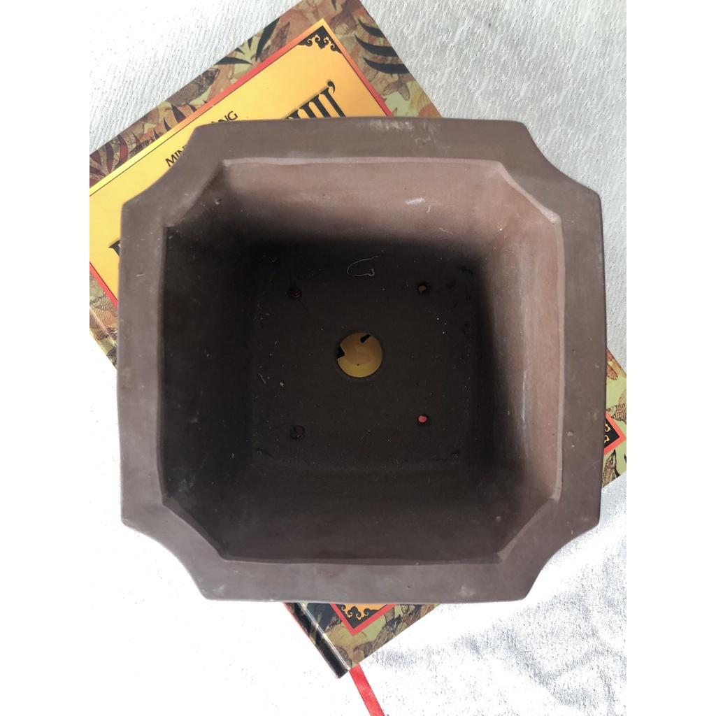 Chậu vuông mini hoa văn chữ tàu CK11 dùng trồng cây để bàn, văn phòng, quán cafe, sân vườn