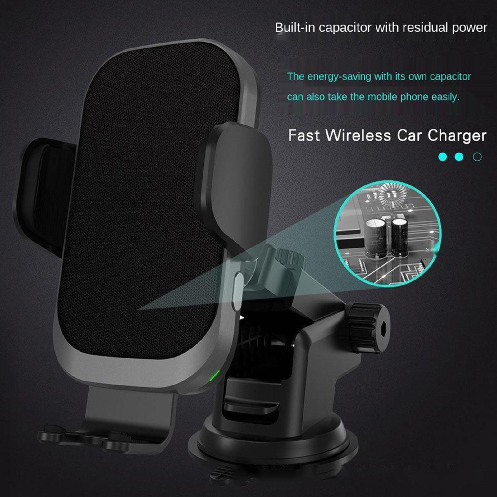 Wireless Car Charger Mount Auto-Clamping  15W 10W 7.5W Phone Holder Black