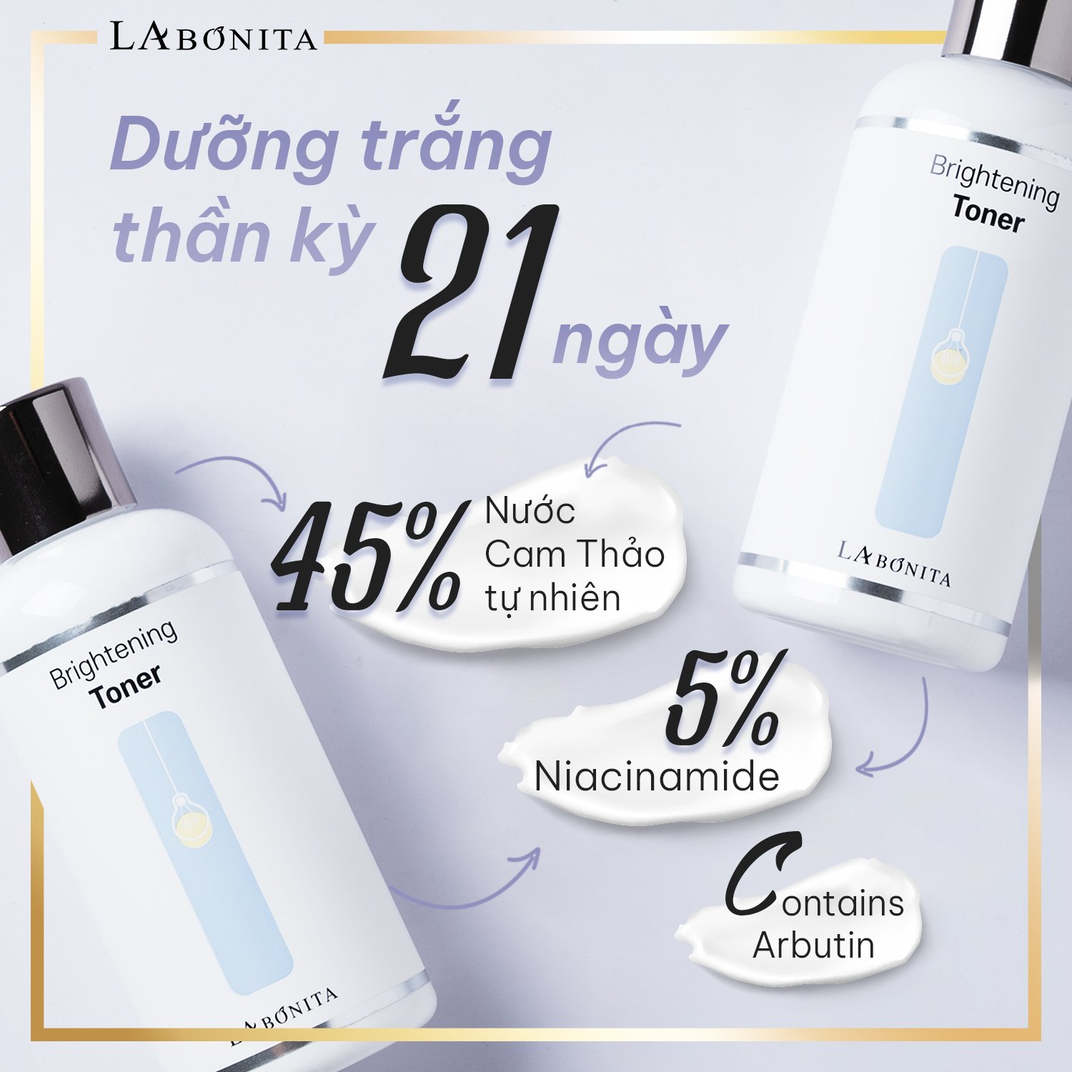 Toner Trắng Da &amp; Cấp Ẩm – La Bonita Brightening Toner 200ml