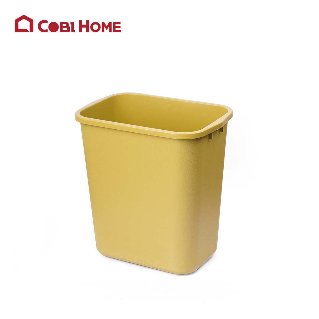 Thùng rác nhựa vuông 13L - màu vàng và xám