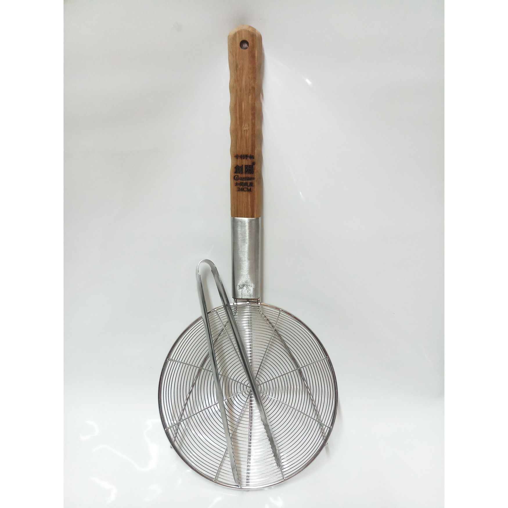 VỢT VÒNG INOX CÁN GỖ VỚT XƯƠNG,RAU CỦ VỚT ĐỒ CHIÊN,TẶNG KÈM MỘT GẮP INOX CAO CẤP.
