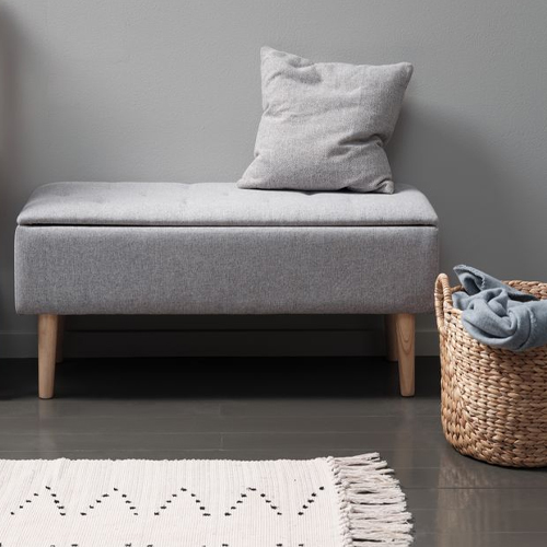 Ghế băng | JYSK Badsted | vải polyester | xám nhạt | R95xS37xC45cm