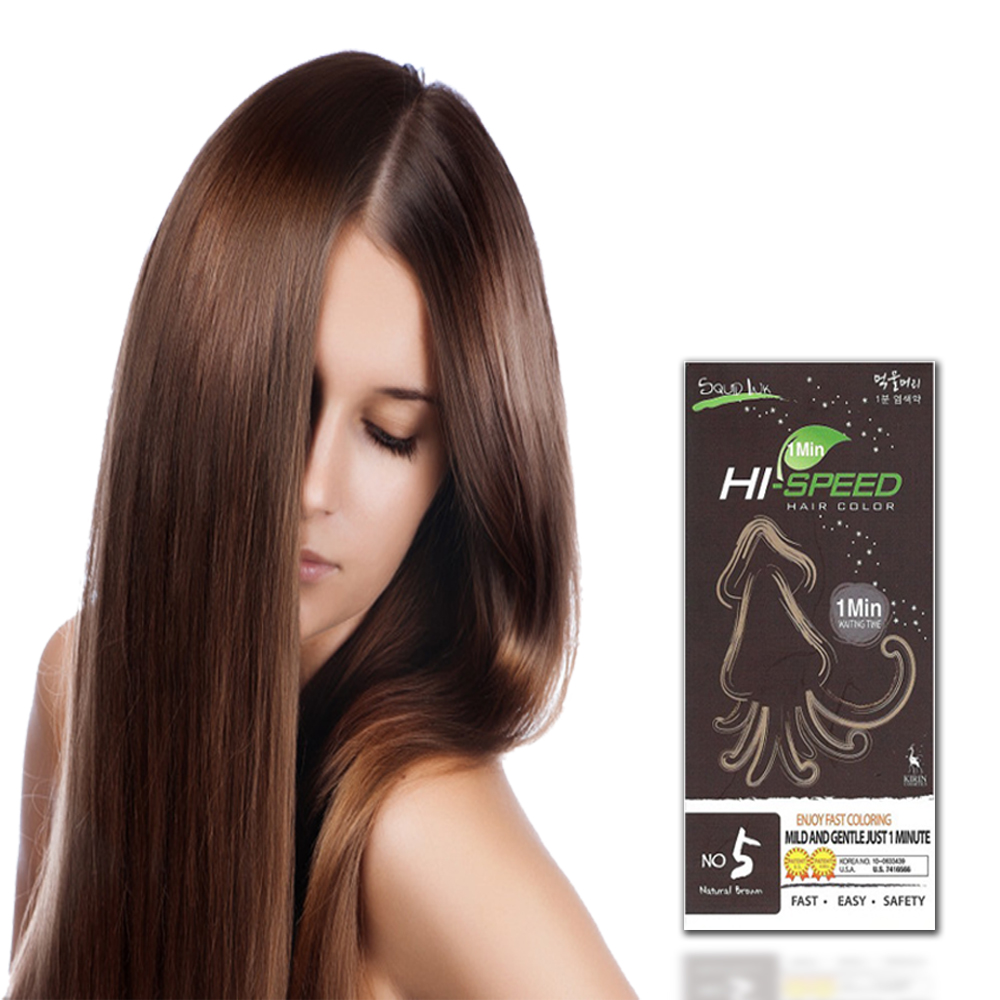 Thuốc nhuộm tóc phủ bạc MONGMULMORI 1MINUTE HAIR COLOR CREAM  Hàn Quốc màu nâu tự nhiên 60g