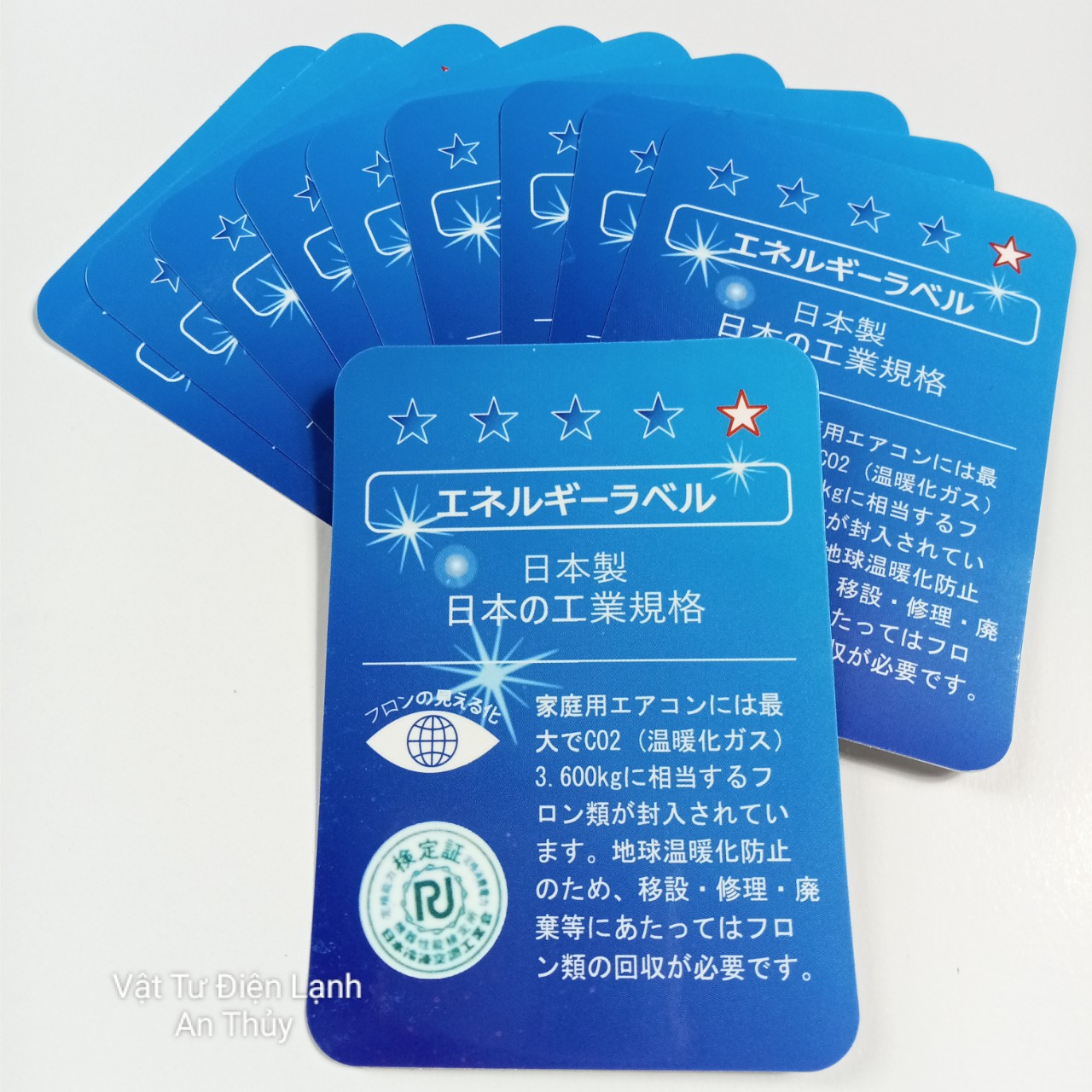 Combo 10 tem dán năng lượng nội địa nhật xanh dương lớn - Tem tiết kiệm năng lượng - Tem nhãn năng lượng
