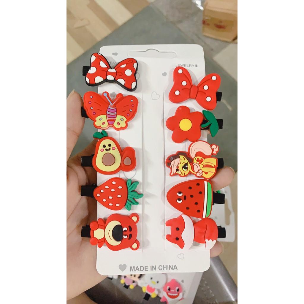 Set 10 kẹp tóc hoạt hình đáng yêu cho bé cực chất