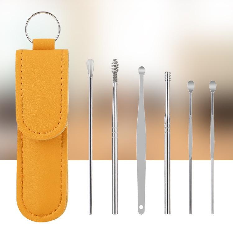 Bộ Dụng Cụ Lấy Ráy Tai, Massage tai Inox 6 Món DUASHOP