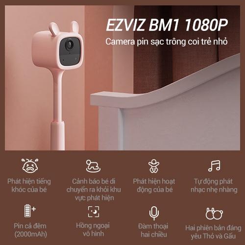 Camera wifi trông trẻ dùng pin Ezviz BM1, phát hiện tiếng trẻ khóc, đàm thoại 2 chiều, hát ru, dung lượng pin 2000 mAh - Hàng Chính Hãng