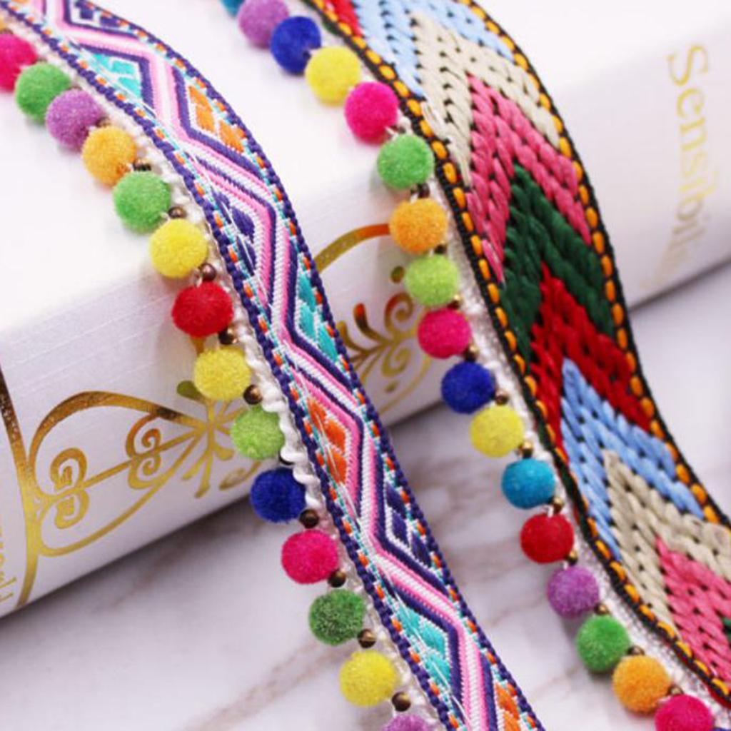 Beaded Pom Pom Bobble Trim Ball Tassel Braid Fringe Jacquard Ribbon Craft