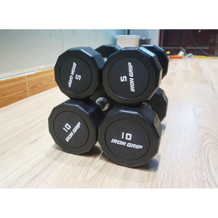 Tạ tay cao su Iron Grip 2,5 KG , 5 KG tạ tay lõi gang đặc cao cấp hỗ trợ tập gym tại nhà