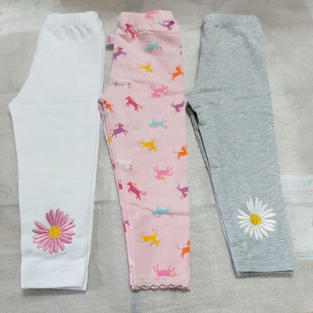 Quần legging bé gái - Trắng chú cáo xanh,1.dài 43cm