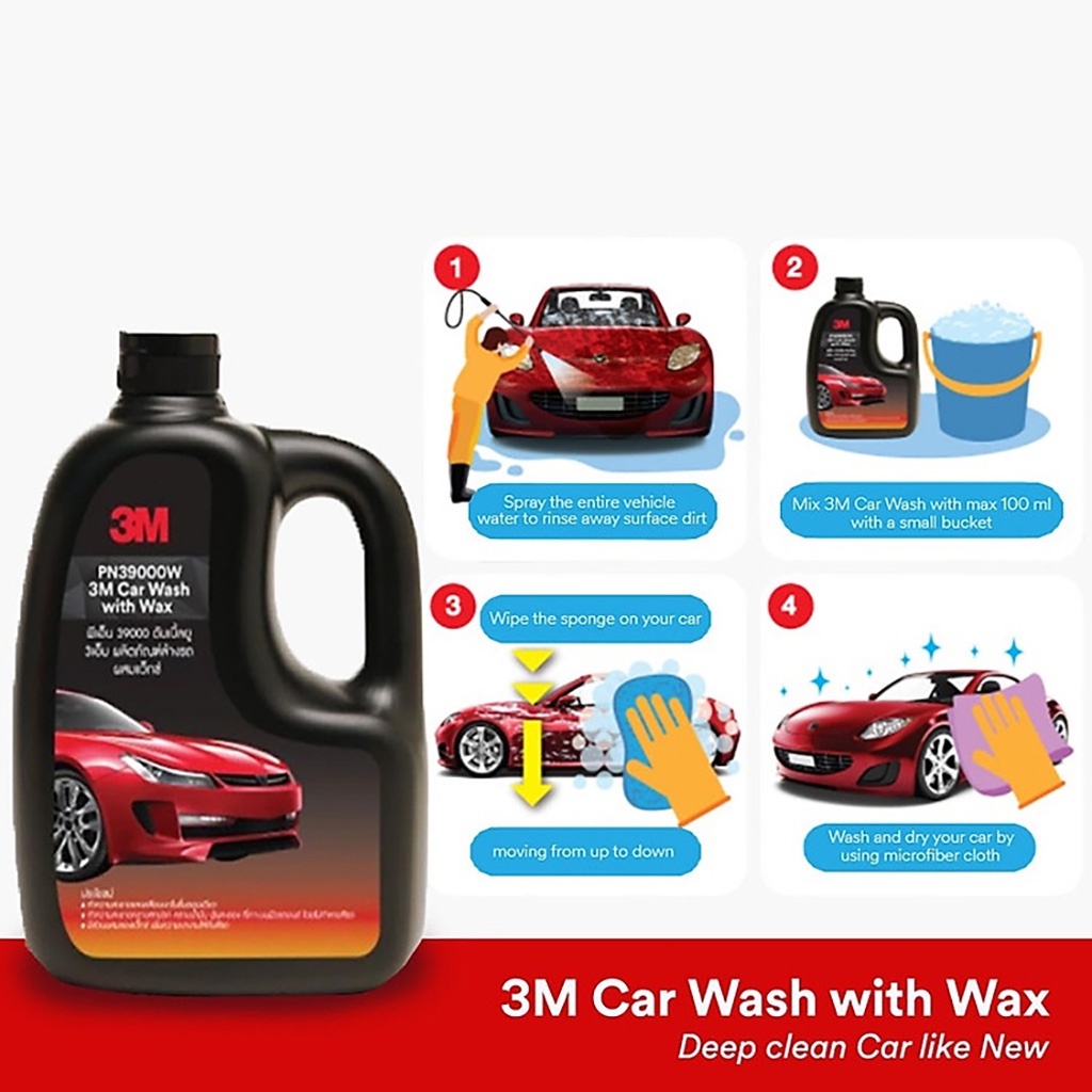 Xà bông rửa xe siêu bọt 3M Car Wash With Wax PN39000W- 1L