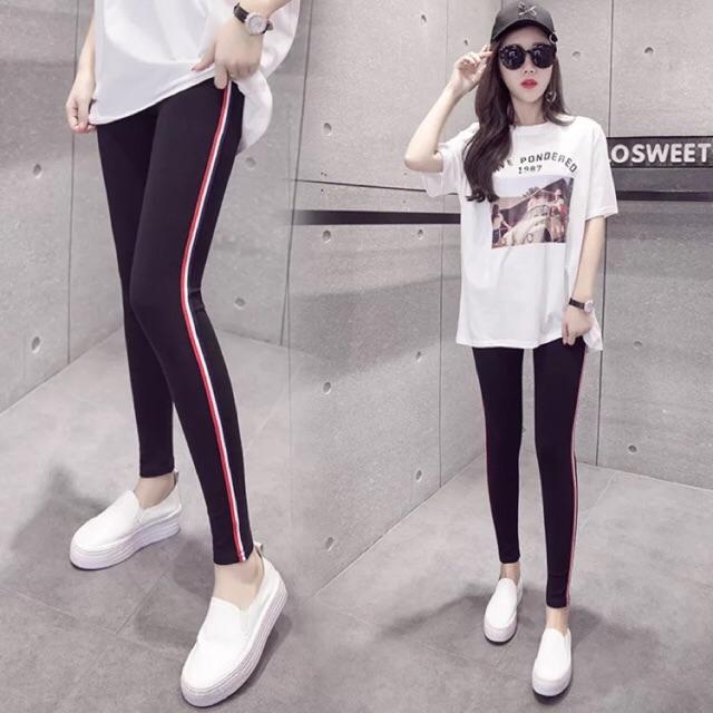 Quần Legging Sọc 3 Màu - 2 Túi Xéo