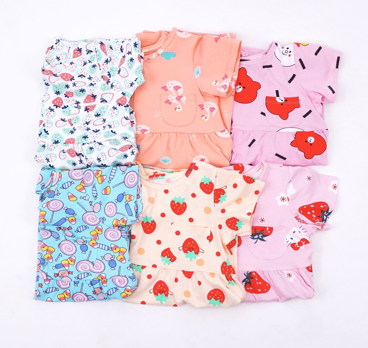 Váy cộc tay cotton bé gái 9m-5 tuổi