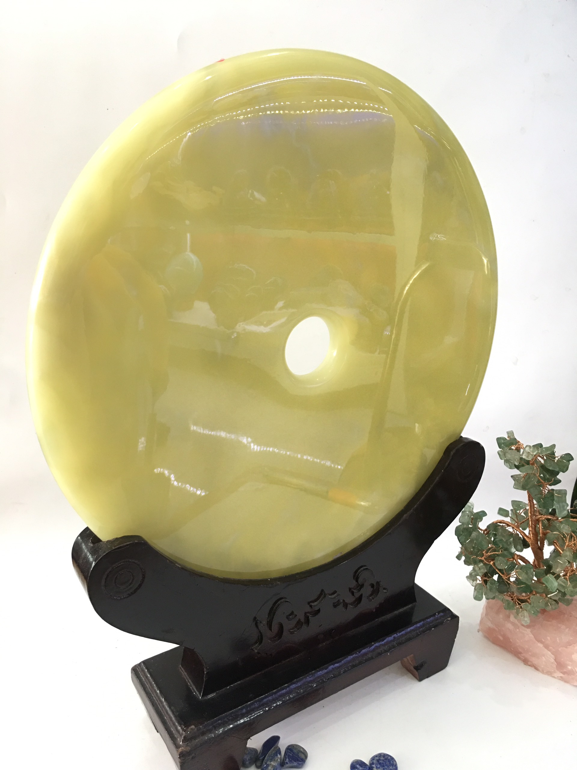 Đồng điếu đá ngọc xanh nhạt - cao 38cm - 3,35kg