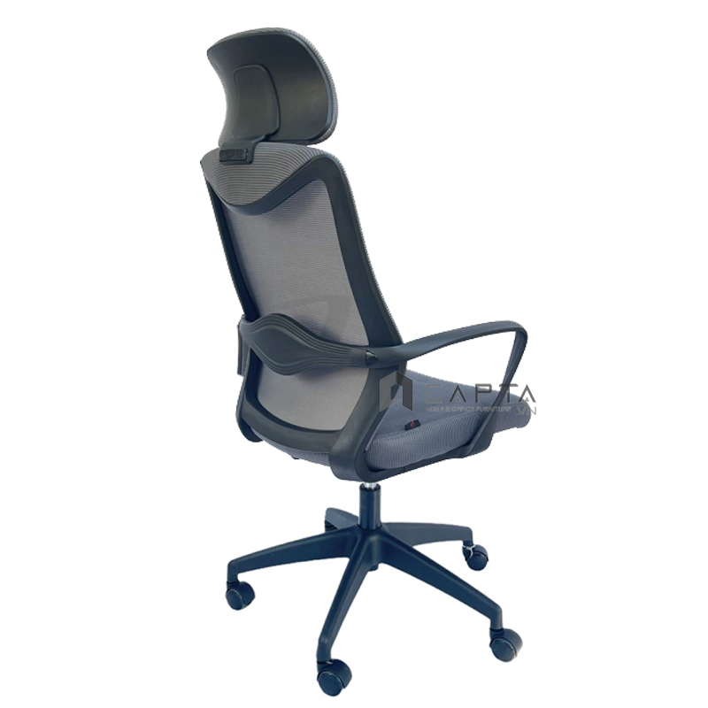 Ghế xoay lưng lưới nệm vải có tựa đầu màu đen CM4288-M Nội thất Capta
