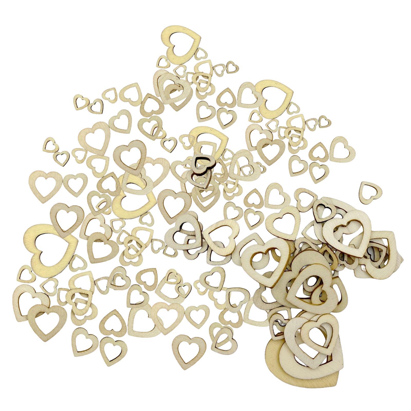 200x Wooden Love Hearts Crafts, Wood Slices for Wedding Hanging Tags Card Making