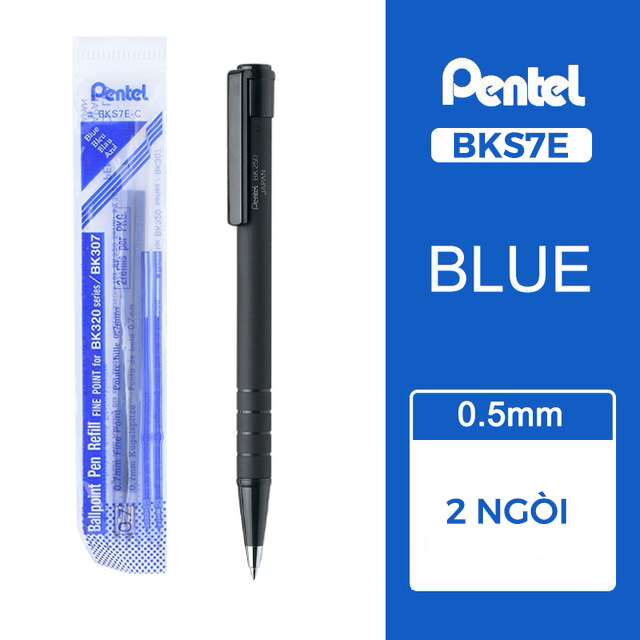 Ruột Bút Bi Nhật Bản Pentel BK250 - BKS7E | Ngòi 0.7mm (Mưc Xanh và Đen) | Ngòi bút bi Pentel BK250