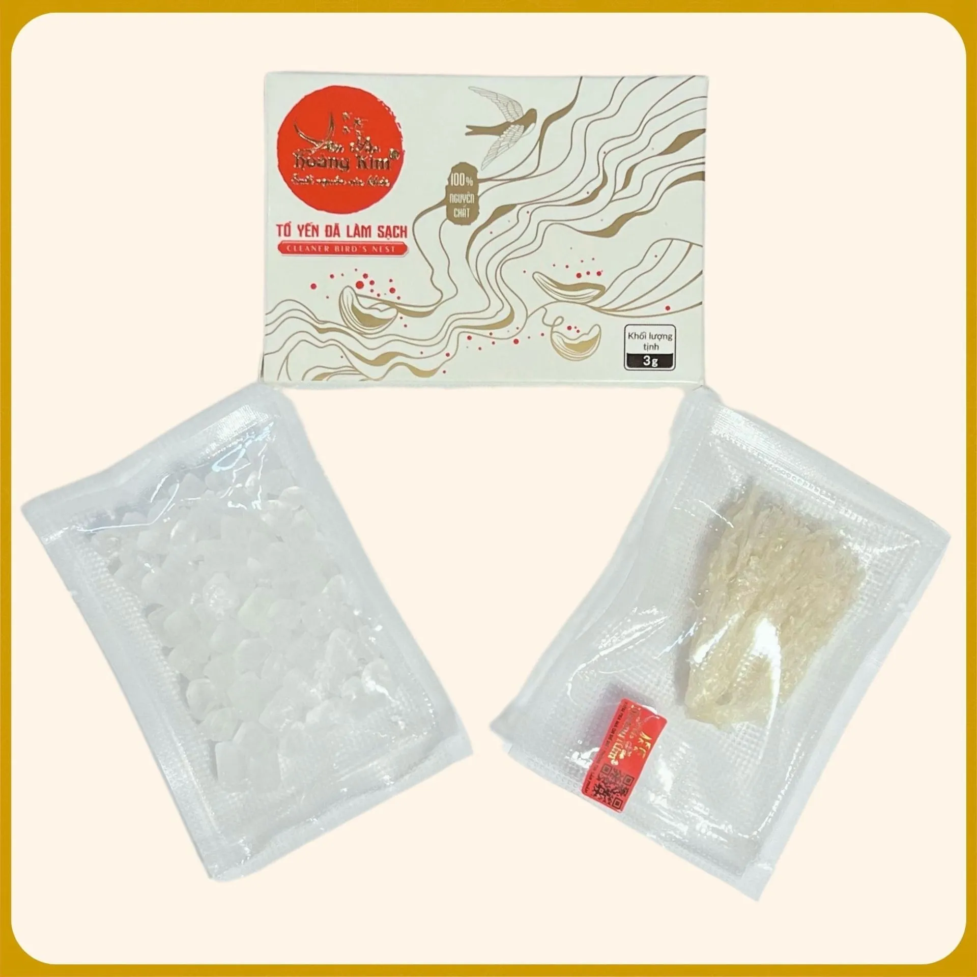 Tổ Yến Tinh Chế Loại 1 Hoàng Kim (Hộp 3g/5g/50g/100g) - Yến Trắng Bạch, Sợi Dai Ngon, Tiêu Chuẩn Vàng