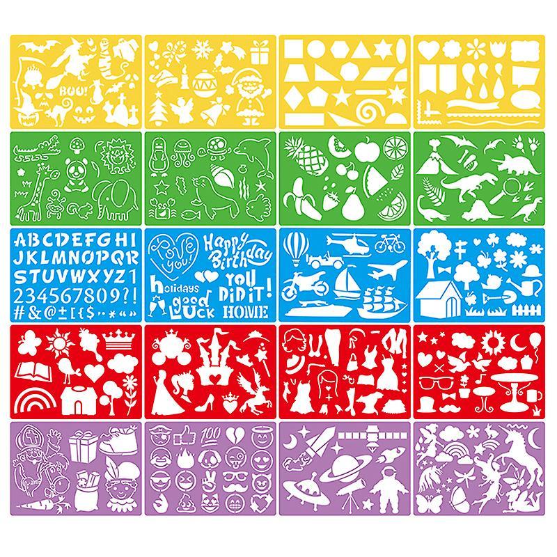 20pcs Kids DIY Vẽ stprints bảng rỗng Đặt mẫu sơn nhựa trẻ em