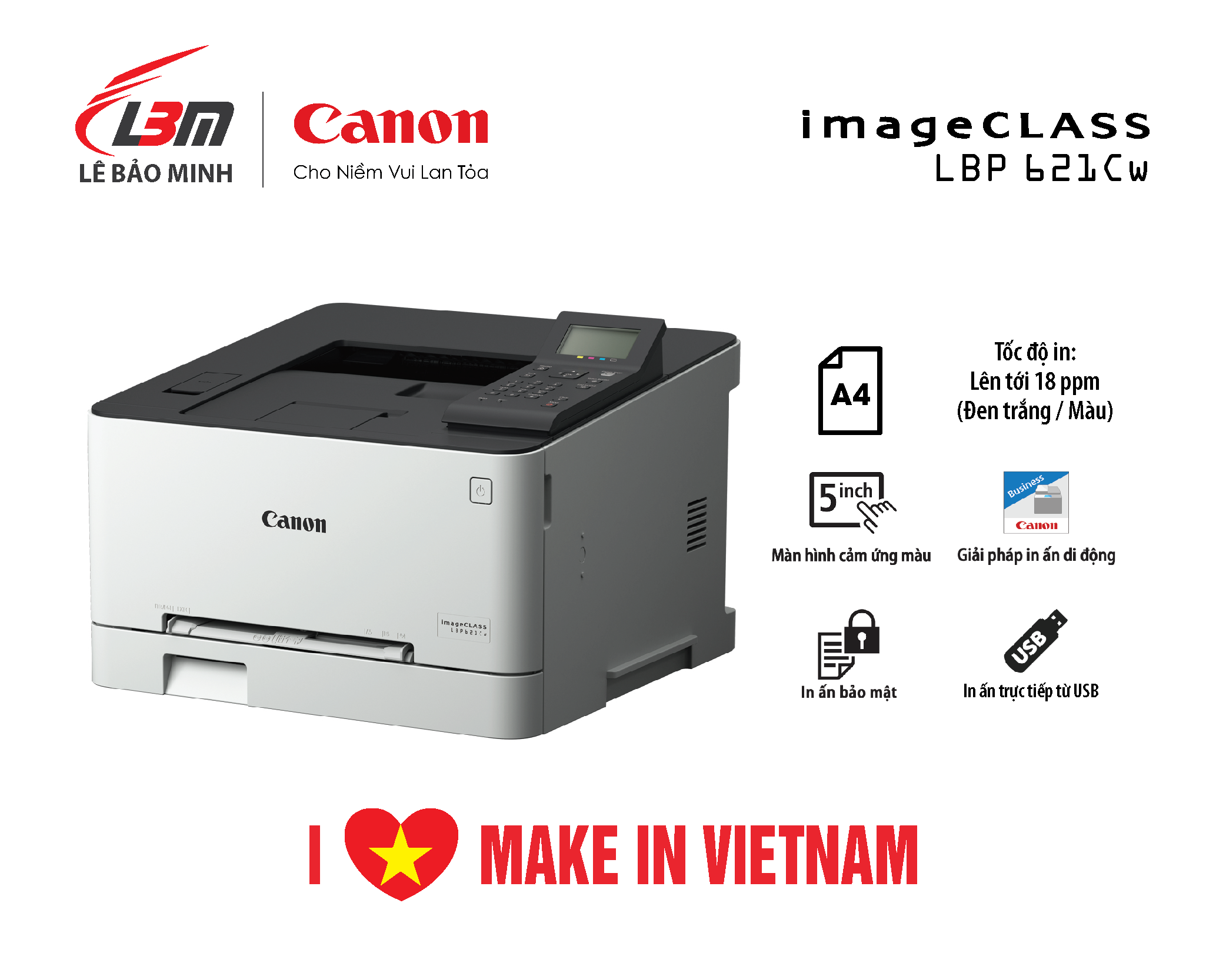 Máy in laser màu đơn năng Canon LBP621cw- Hàng chính hãng