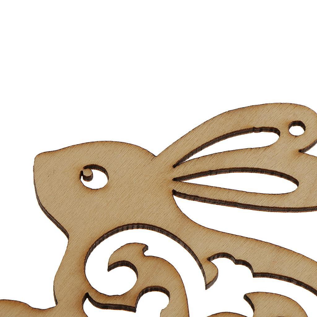 20 Pieces Unfinished Wood Hollow Rabbit Shape Wooden Pieces Embellishment for Kids Handmade Crafts 100mm