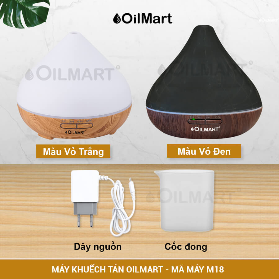 Đặc tính sản phẩm Máy Khuếch Tán Tinh Dầu Oilmart Nụ Trắng M18 - 16W 300ml