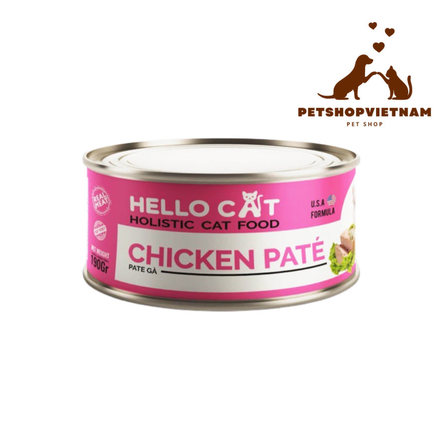 Pate Tươi Dành Cho Mèo Kén Ăn Tất Cả Các Giống Mèo Ở Mọi Độ Tuổi Hương Vị Gà - Hello Cat Chicken Pate 190G