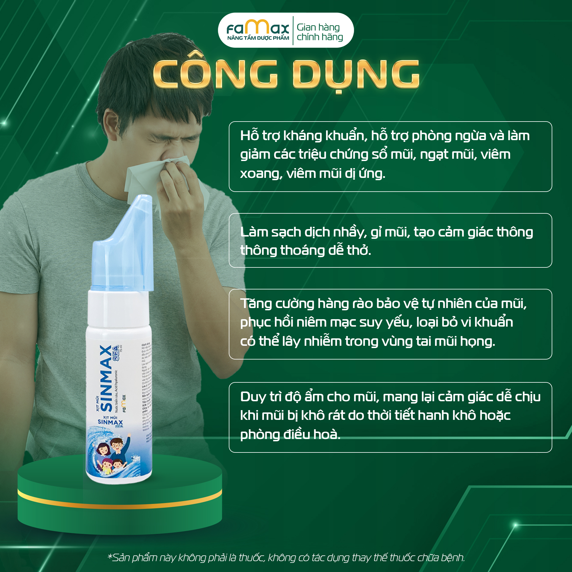 [FAMAX] Xịt mũi Sinmax Nature 20ml – Hỗ trợ giảm viêm xoang, viêm mũi dị ứng, nghẹt mũi, sổ mũi