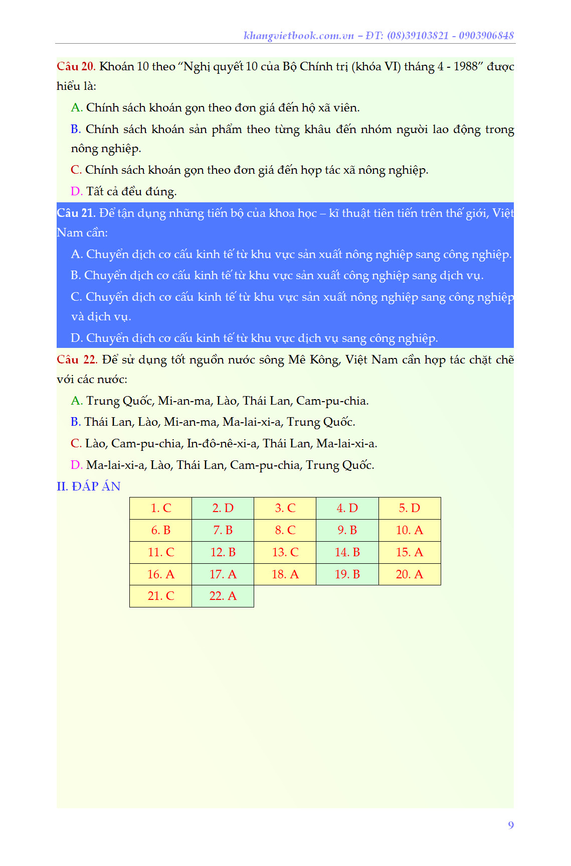 CHINH PHỤC CÂU HỎI VÀ BÀI TẬP TRẮC NGHIỆM ĐỊA LÝ 12_KV