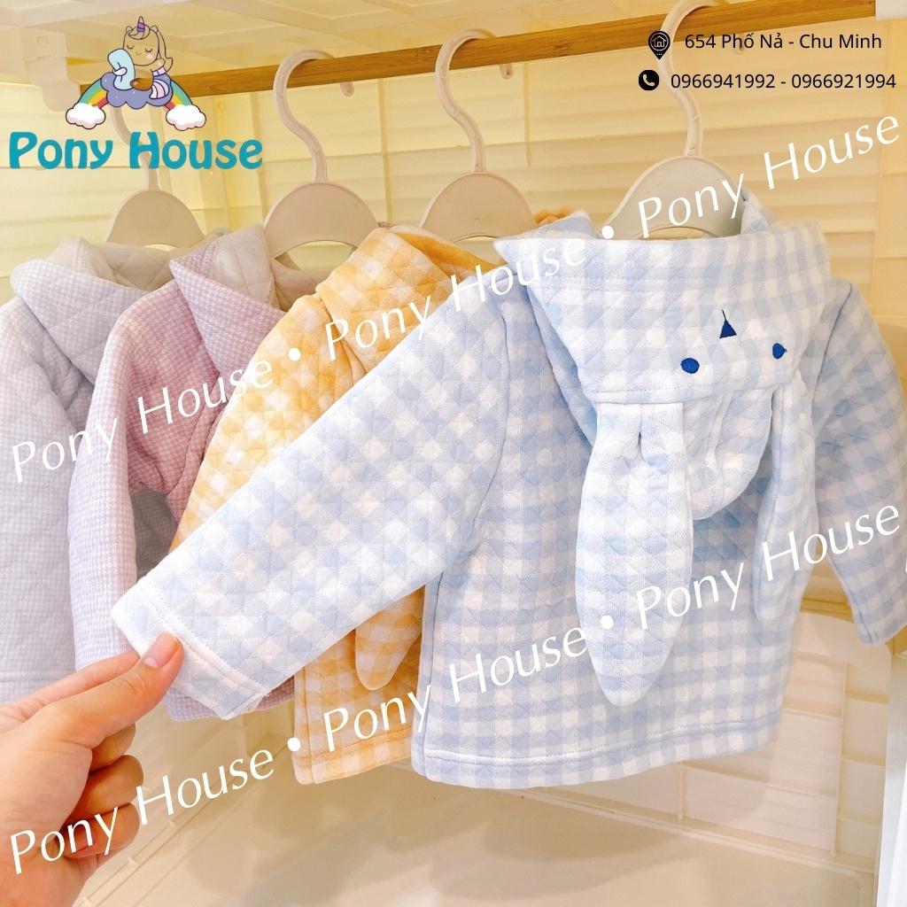 Áo Khoác Choux Tai Thỏ Trần Bông Xanh, Cam Cho Bé Trai Bé Gái (Size Từ 3-6M Đến 18-24M