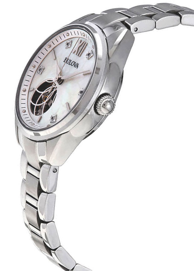 Đồng Hồ Nữ Bulova Đính Kim Cương Dây Thép Không Gỉ 96P181 - Mặt Xà Cừ