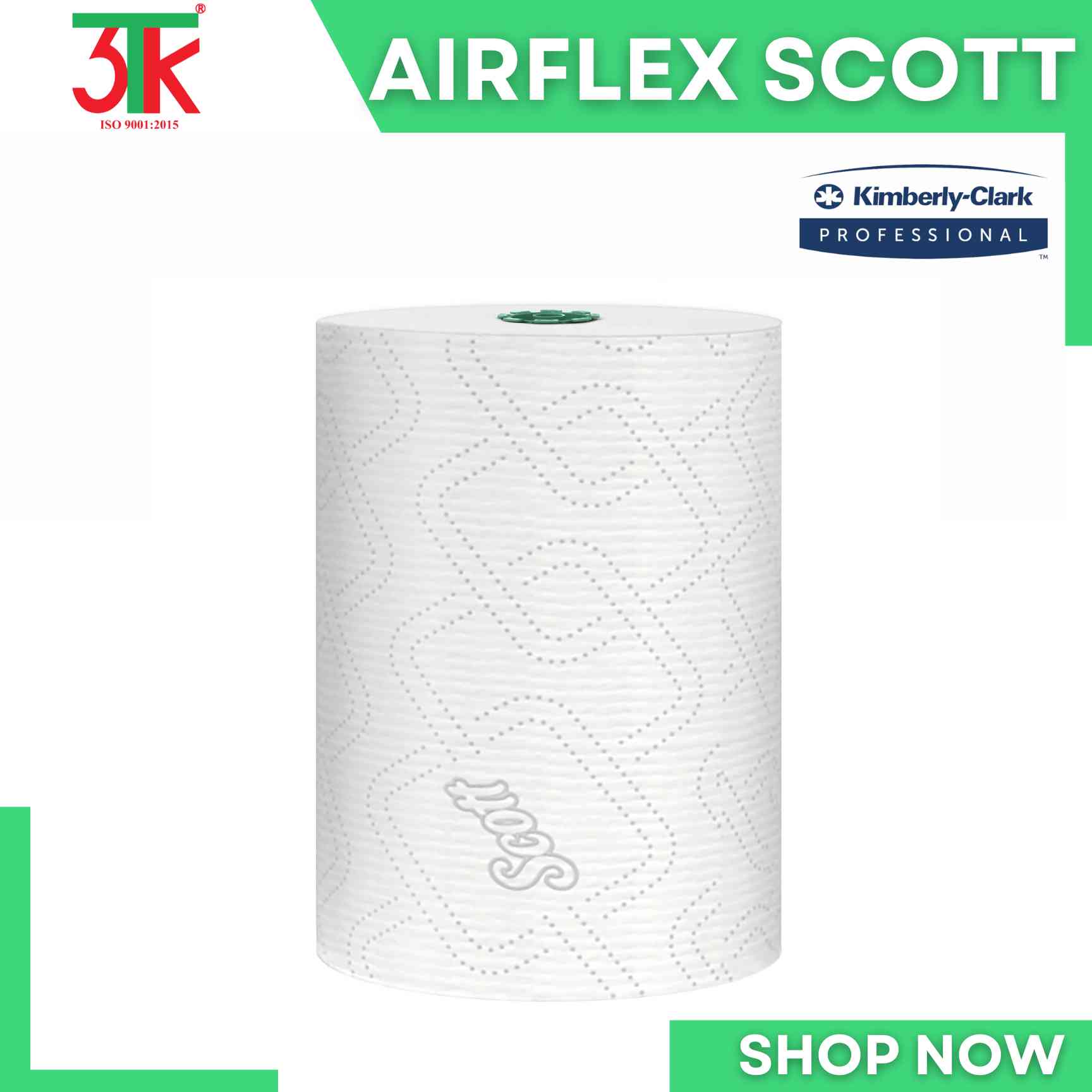 Khăn giấy lau tay công nghệ Airflex dạng cuộn lớn SCOTT HRT 305M Mã 86222