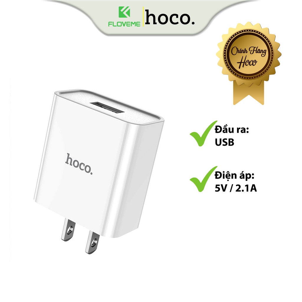 Củ Sạc Dành Cho Hoco C81, Sạc Nhanh 2.1A ,1 Cổng Sạc USB, Chất Liệu PVC An Toàn, Tương Thích Với Các Thiết Bị Kỹ Thuật Số - Hàng Chính Hãng