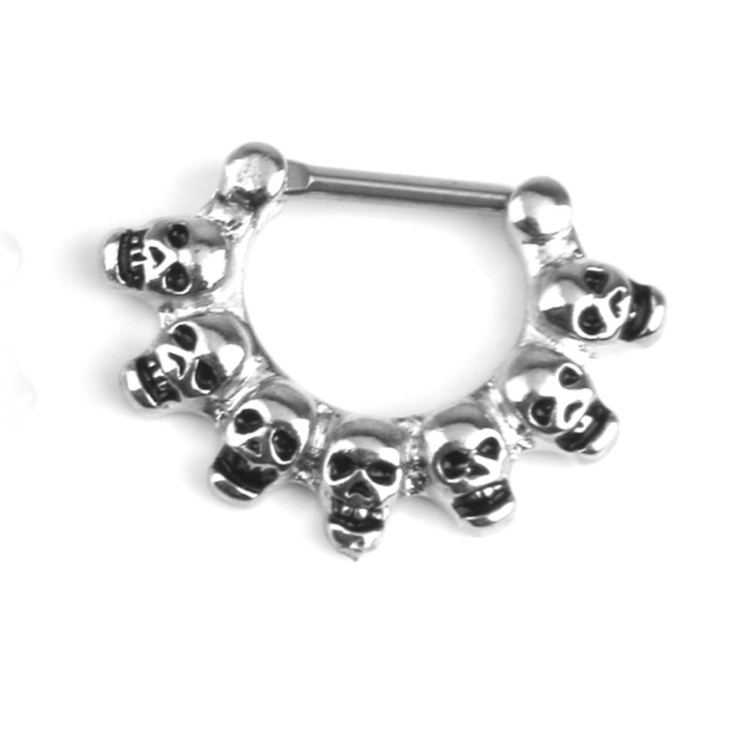 16 Gauge Silver Skull Nose Septum Clicker Nipple Rings Body Piercing Jewelry