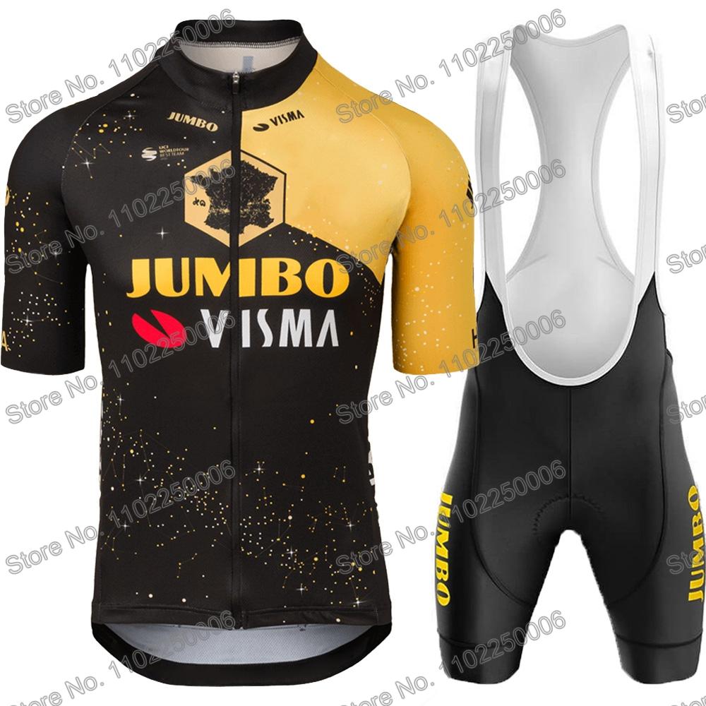 2023 Jumbo Visma Tour Pháp TDF Đi Xe Đạp Quần Áo Mùa Hè Bộ Quần Áo Đạp Xe Jersey Nam Xe Đạp Đường Bộ Áo Sơ Mi Phù Hợp Với Tay Ngắn Yếm Quần Short Color: 8 Size: XXS